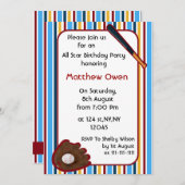 野球の誕生日パーティーへの招待 招待状 (正面/裏面)