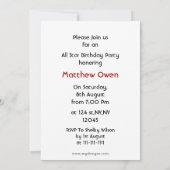 野球の誕生日パーティーへの招待 招待状 (裏面)