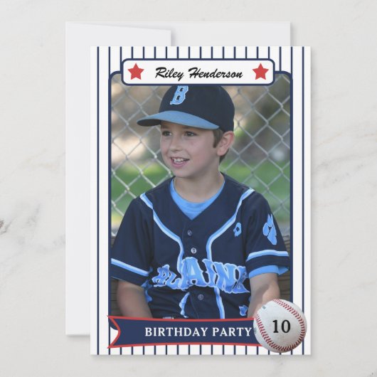 野球の誕生日パーティーへの招待 招待状 (正面)