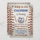 野球の誕生日パーティーへの招待 招待状 (正面/裏面)