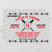 野球の誕生日パーティーを盛り上げる 招待状 (正面/裏面)