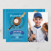 野球の誕生日パーティースポーツオールスターフォト 招待状 (正面/裏面)