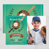 野球の誕生日パーティースポーツオールスターフォト 招待状 (正面/裏面)