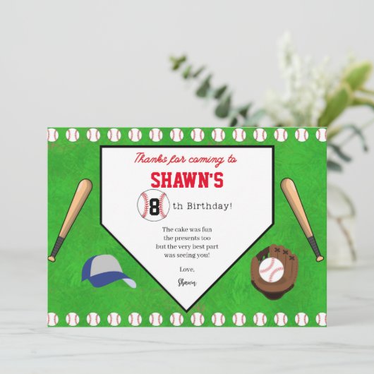 野球の誕生日パーティープレート感謝カード サンキューカード (スタンド正面)