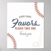 野球の誕生日パーティー好意サイン ポスター (正面)