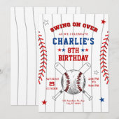野球の誕生日パーティー招待状、野球の招待状 招待状 (正面/裏面)