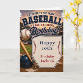 野球の誕生日パーティー カード (黄色い花)