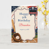 野球の誕生日パーティー カード (黄色い花)