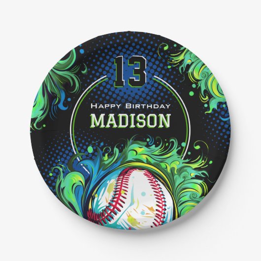 野球の誕生日パーティー ペーパープレート (正面)