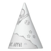 野球の誕生日パーティー（女の子） – 自分の帽子を色を付ける パーティーハット (右)