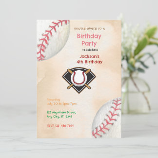野球の誕生日パーティー 招待状