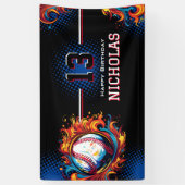 野球の誕生日パーティー 横断幕 (縦)