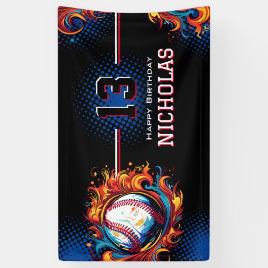 野球の誕生日パーティー 横断幕 (縦)