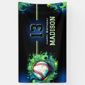 野球の誕生日パーティー 横断幕 (縦)