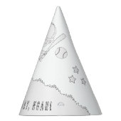 野球の誕生日パーティー(男の子) – 自分の帽子に色を付ける パーティーハット (右)