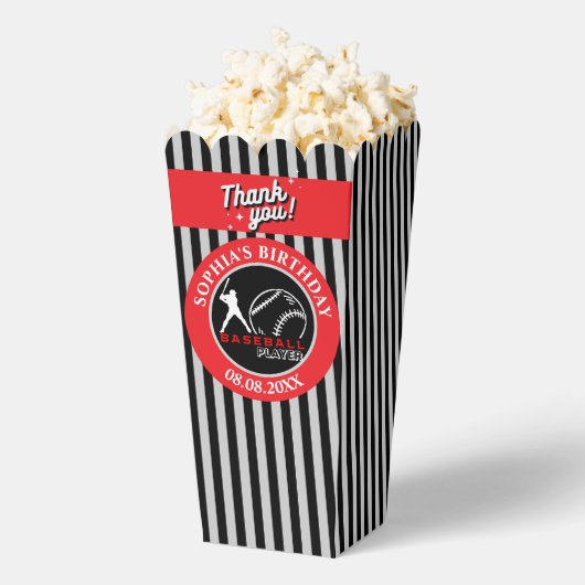 野球の誕生日パーティー、野球女子プレーヤー フェイバーボックス (はじけた状態)