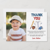 野球の誕生日写真ありがとうカード バッターアップ サンキューカード (正面)