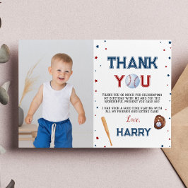 野球の誕生日写真の感謝カード バッターアップ サンキューカード