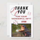 野球の誕生日写真子供たち サンキューカード (正面)