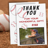 野球の誕生日写真子供たち サンキューカード