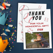 野球の誕生日写真子供たち サンキューカード