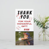 野球の誕生日写真子供たち サンキューカード (スタンド正面)