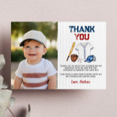 野球の誕生日写真感謝カード バッターアップ サンキューカード
