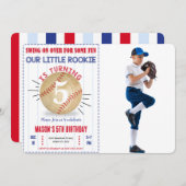 野球の誕生日写真招待状 招待状 (正面/裏面)