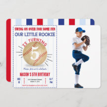 野球の誕生日写真招待状