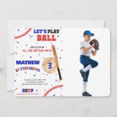 野球の誕生日写真招待状 招待状 (正面)