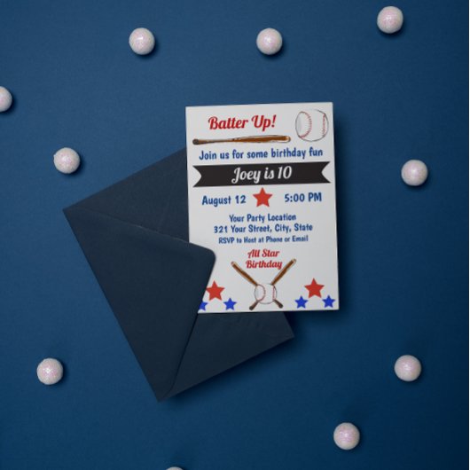 野球の誕生日招待状 招待状