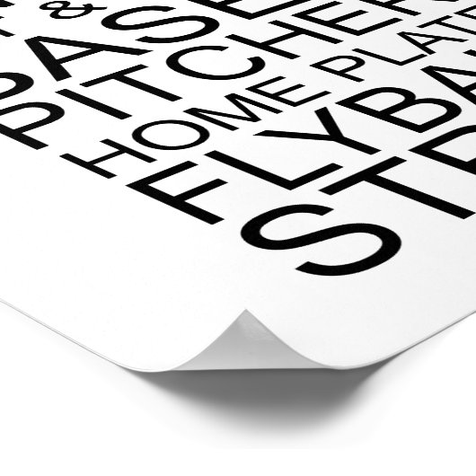 野球の語句のタイポグラフィ ポスター (角)