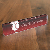 野球の赤い黒はネームプレート机の衰退します デスクネームプレート (側面)
