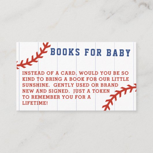 野球の赤ちゃんシャワーのリクエスト集 エンクロージャーカード (正面)