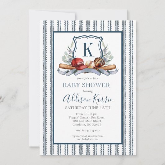野球の赤ちゃんシャワーの招待状 招待状 (正面)