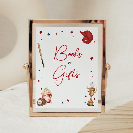 野球の赤ちゃんシャワーの本とプレゼント ポスター