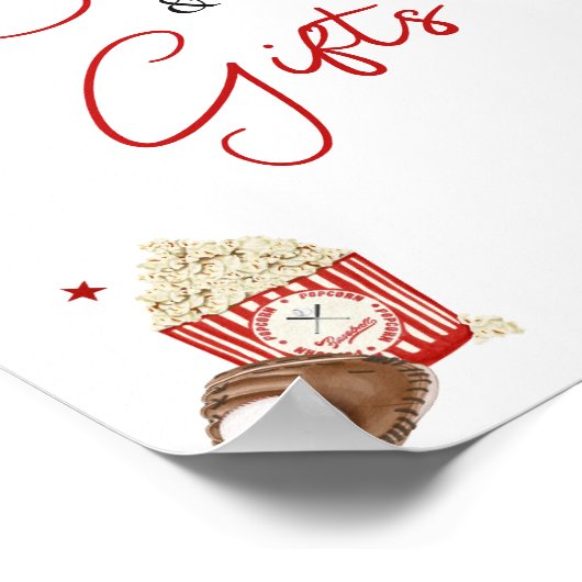 野球の赤ちゃんシャワーの本とプレゼント ポスター (角)