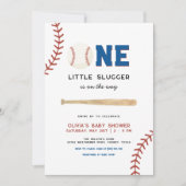 野球の赤ちゃんシャワーの途中の小さなスラッガー 招待状 (正面)