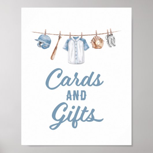 野球の赤ちゃんシャワーカードとギフトサイン ポスター (正面)