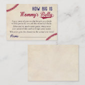 野球の赤ちゃんシャワーママのお腹の大きさ コーリングカード (正面/裏面)