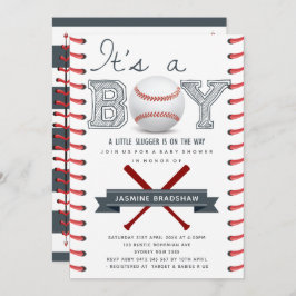 野球の赤ちゃんシャワー男の子 招待状