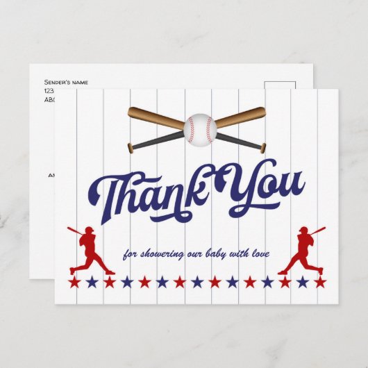 野球の赤ちゃん感謝していシャワー葉書 ポストカード (正面/裏面)