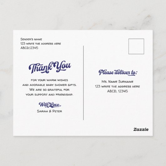 野球の赤ちゃん感謝していシャワー葉書 ポストカード (裏面)