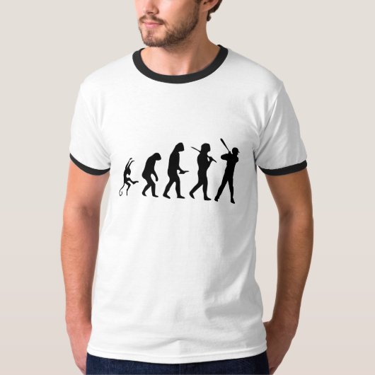 野球の進化 – おもしろい野球Tシャツ Tシャツ (正面)