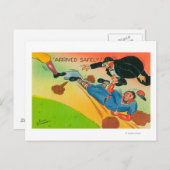 野球の選手がベースに滑って到着 ポストカード (正面/裏面)