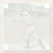 野球の選手が2塁で放たれる ガラスコースター (裏面)