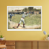 野球の選手が2塁で放たれる キャンバスプリント (インサイチュ (リビング))