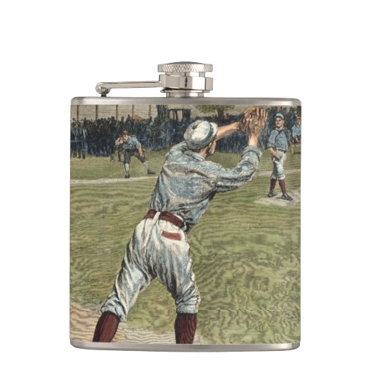 野球の選手が2塁で放たれる フラスク (正面)