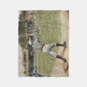 野球の選手が2塁で放たれる フリースブランケット (正面)