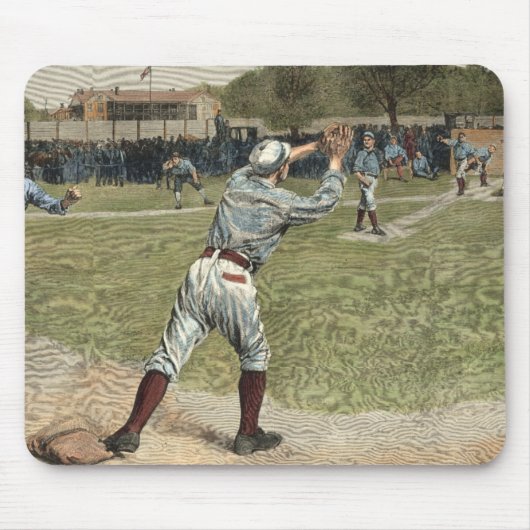 野球の選手が2塁で放たれる マウスパッド (正面)